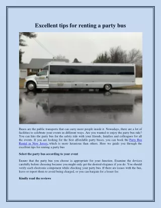 Excellent tips for renting a party bus