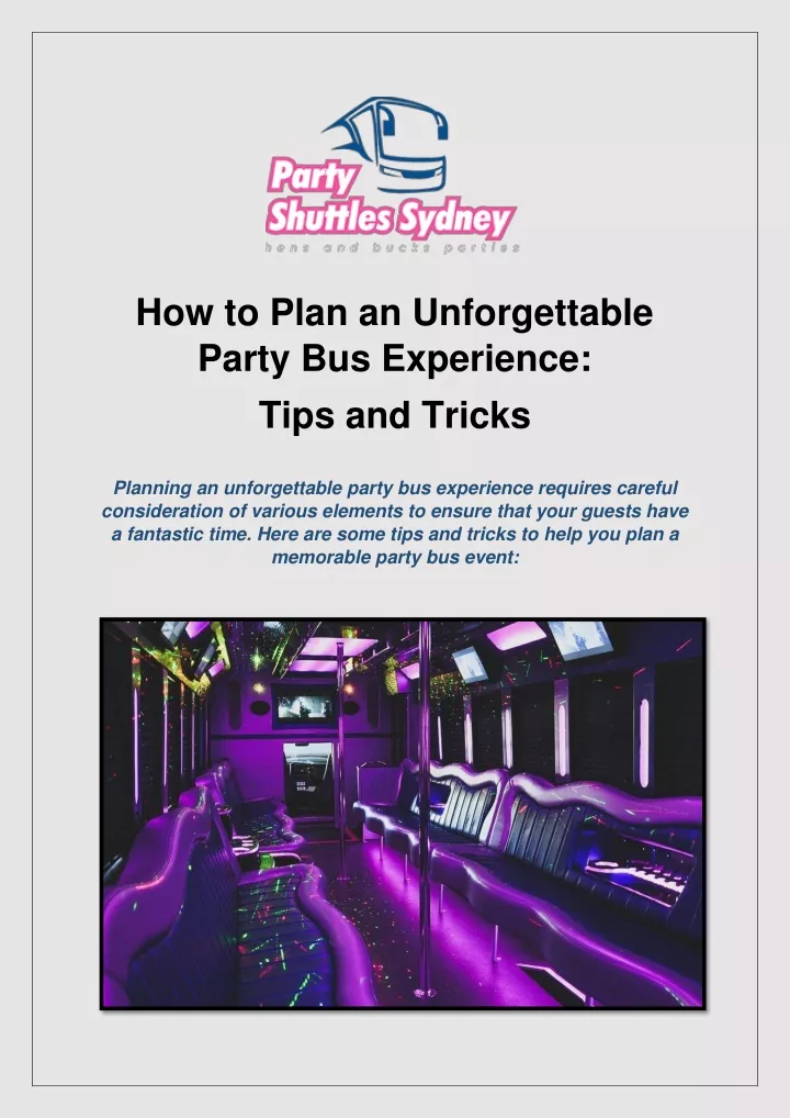 how to plan an unforgettable party bus experience