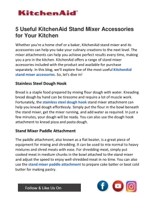 5 Useful KitchenAid Stand Mixer Accessories For Your Kitchen