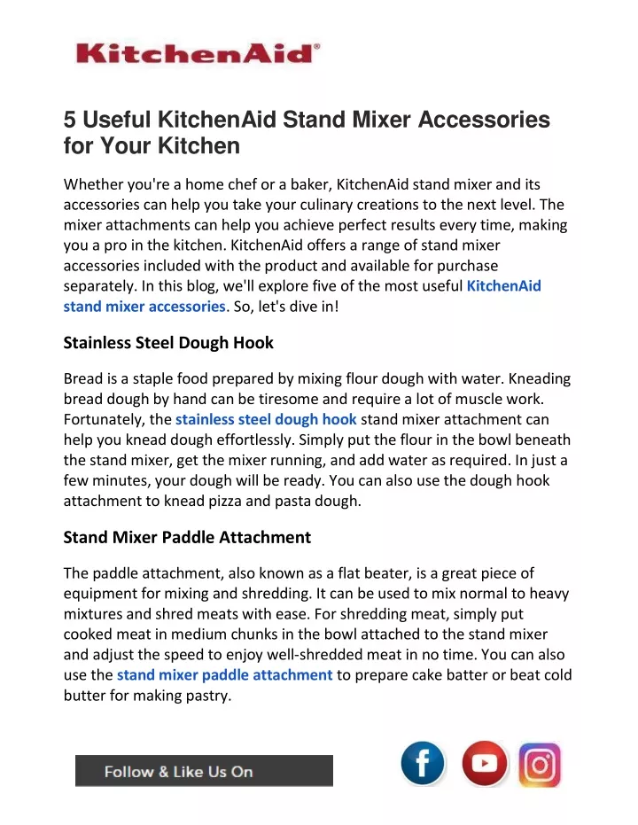 5 useful kitchenaid stand mixer accessories