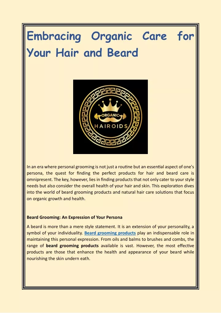 embracing organic care for your hair and beard