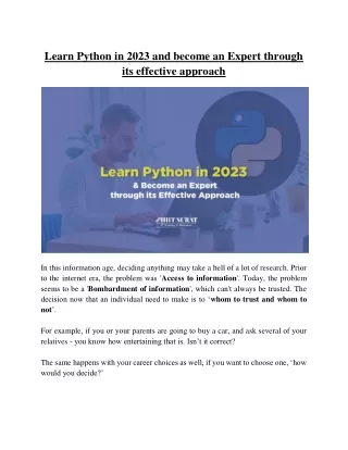 Learn Python in 2023 & Become an Expert through its Effective Approach