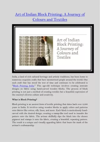 Art of Indian Block Printing A Journey of Colours and Textiles