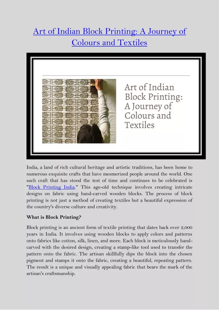 art of indian block printing a journey of colours