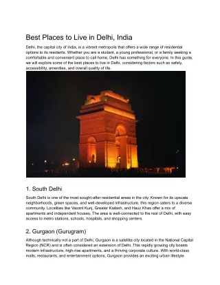Best Places to Live in Delhi, India