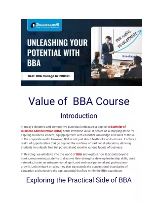 value of BBA course