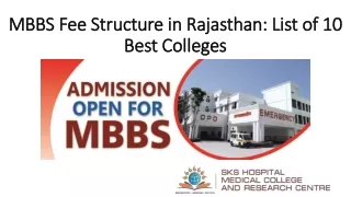 MBBS Fee Structure in Rajasthan List of 10 Best Colleges