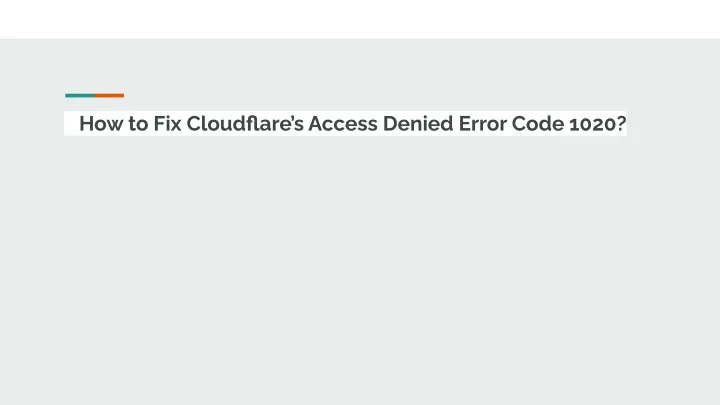 how to fix cloudflare s access denied error code