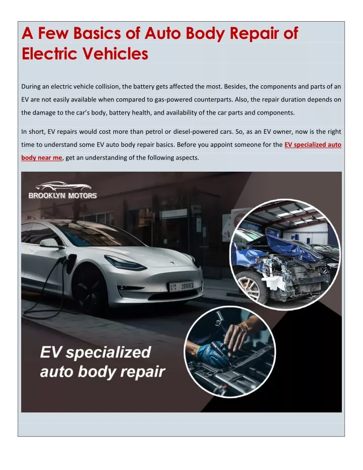 a few basics of auto body repair of electric