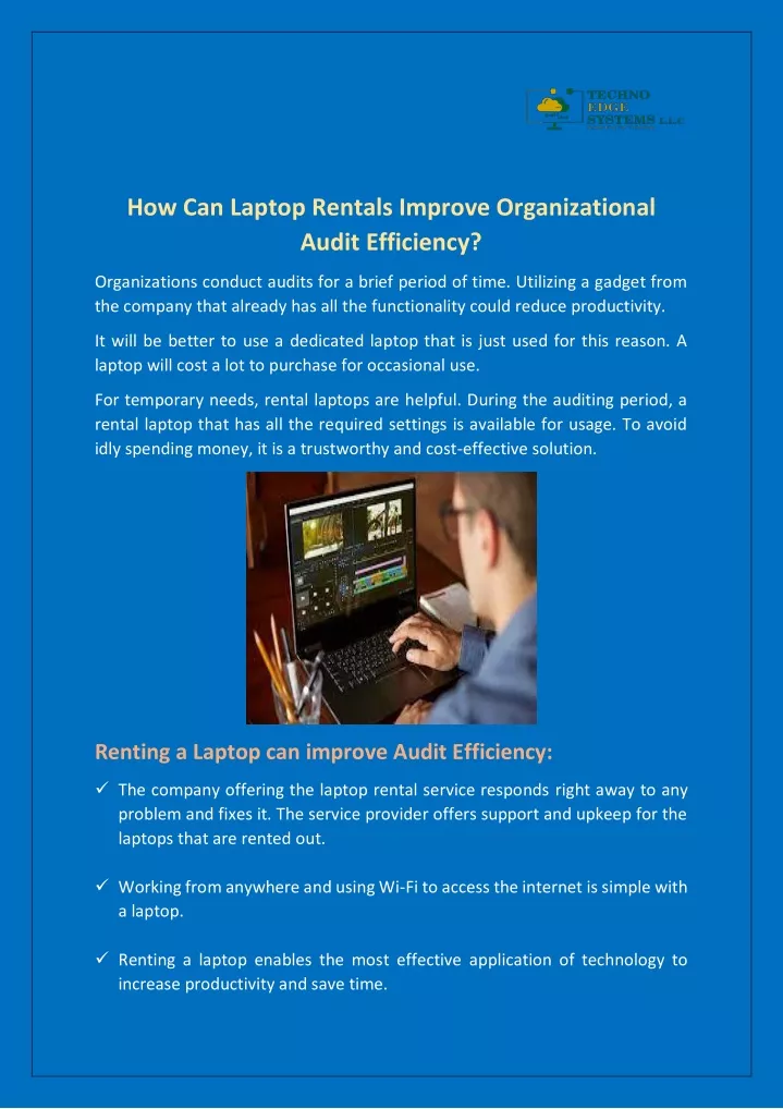 how can laptop rentals improve organizational