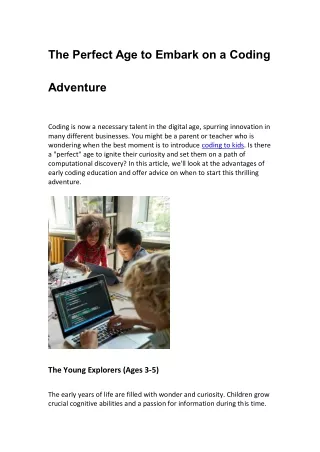 The Perfect Age to Embark on a Coding Adventure
