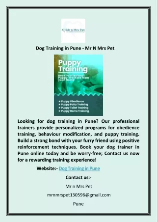 Dog Training Session for Pet Parents in Pune