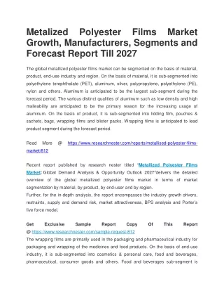 metalized polyester films market growth