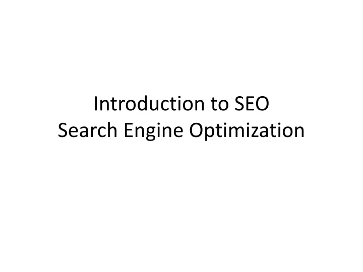 introduction to seo search engine optimization