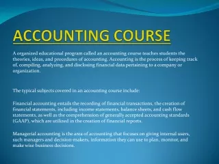 ACCOUNTING COURSE