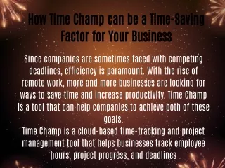 How Time Champ can be a Time-Saving Factor for Your Business