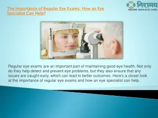 The Importance of Regular Eye Exams How an Eye Specialist Can Help