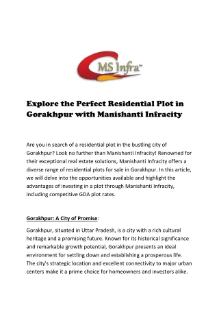 Residential Plot in Gorakhpur with Manishanti Infracity