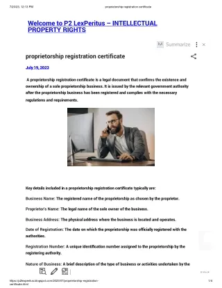 proprietorship registration certificate