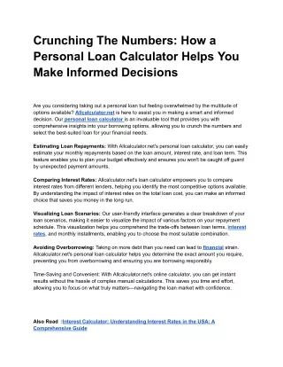 Title_ Crunching the Numbers_ How a Personal Loan Calculator Helps You Make Informed Decisions