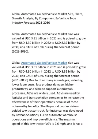 global automated guided vehicle market size share