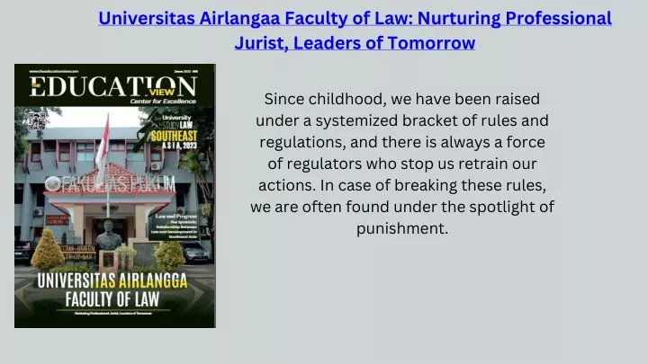 universitas airlangaa faculty of law nurturing