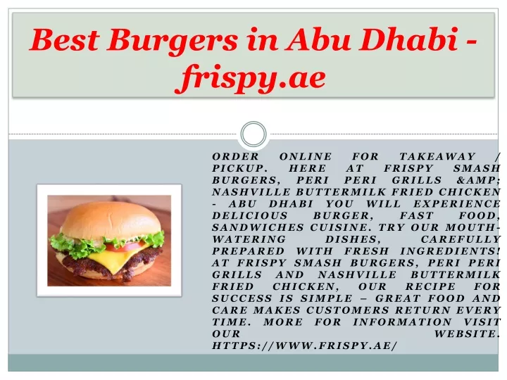 best burgers in abu dhabi frispy ae