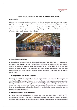 Importance of Effective Garment Warehousing Storage