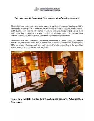 the importance of automating field issues