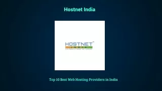Hostnet India Top 10 Best Web Hosting Providers in India