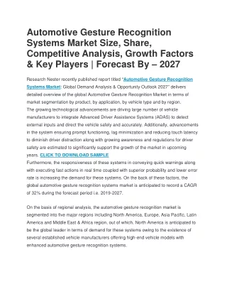 automotive gesture recognition systems market