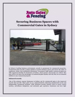 Securing Business Spaces with Commercial Gates in Sydney