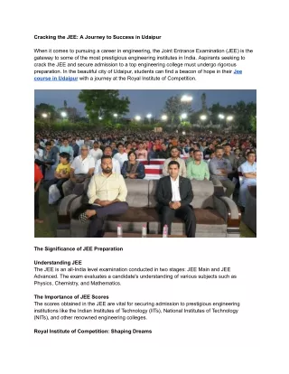 cracking the jee a journey to success in udaipur