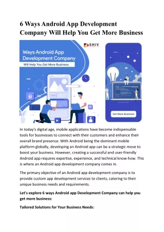 6 ways android app development company will help