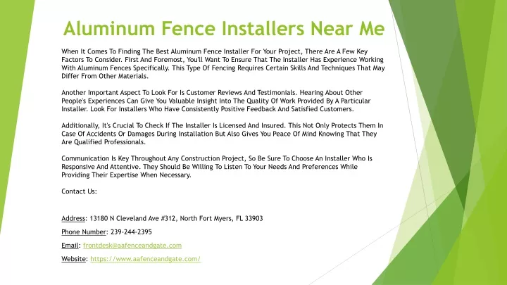 aluminum fence installers near me