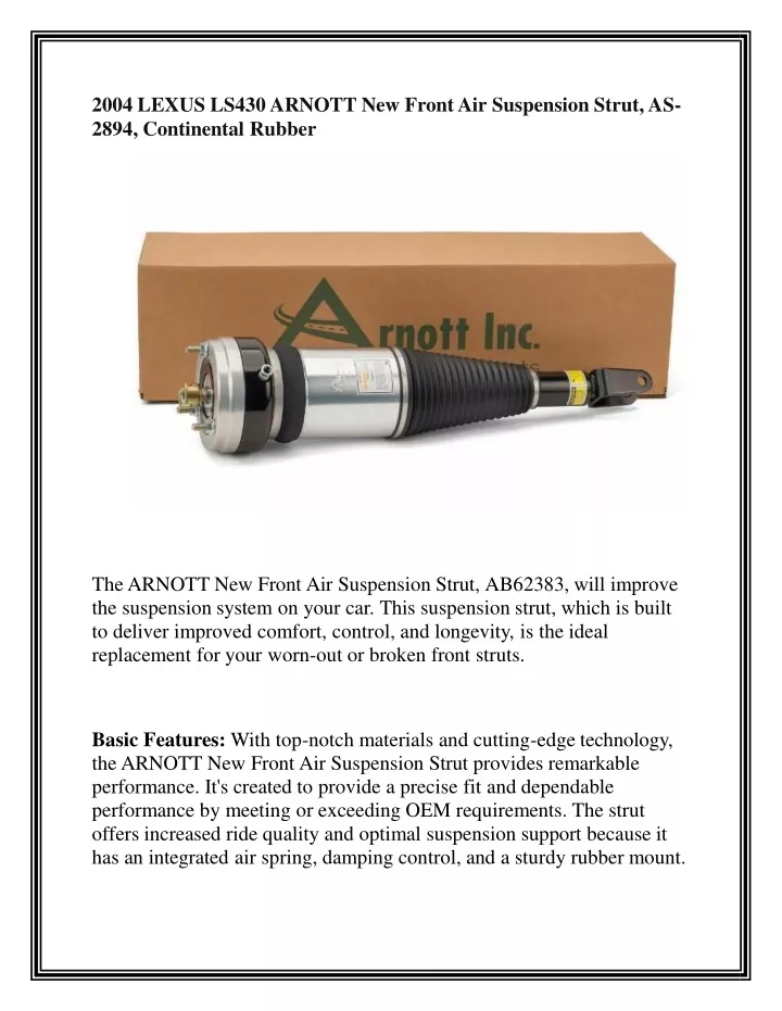 2004 lexus ls430 arnott new front air suspension