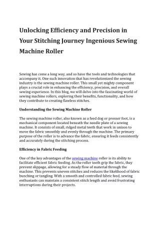 Unlocking Efficiency and Precision in Your Stitching JourneyIngenious Sewing Machine Roller