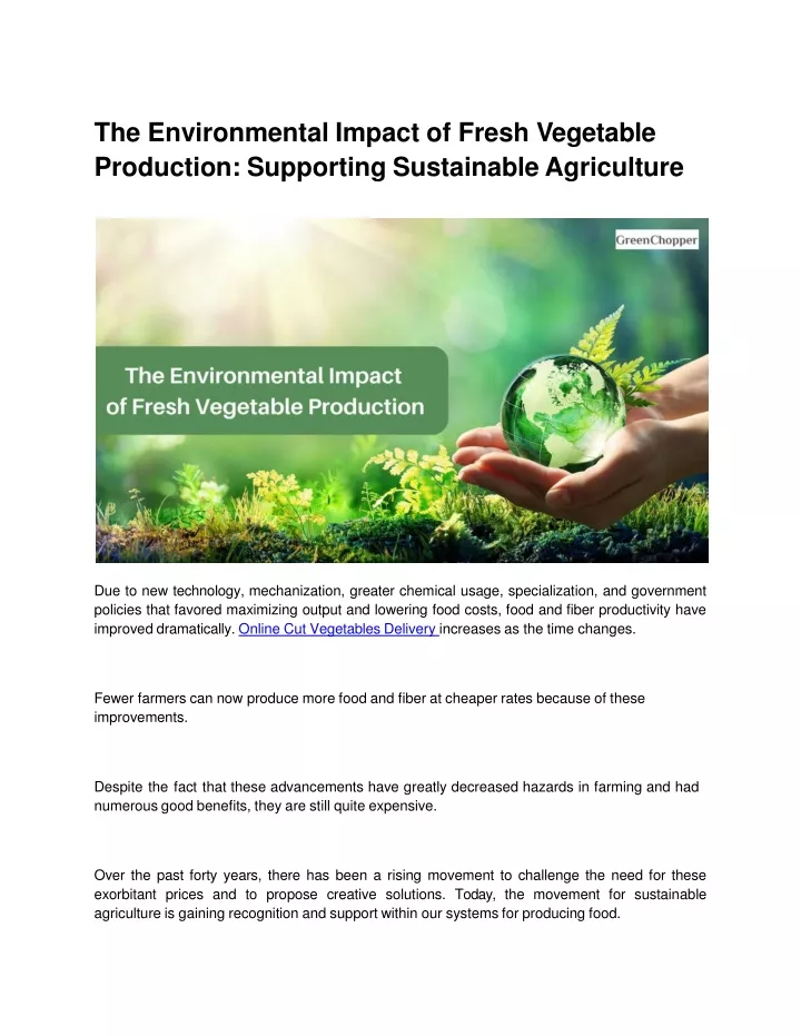 the environmental impact of fresh vegetable