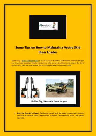 Some Tips on How to Maintain a Vectra Skid Steer Loader