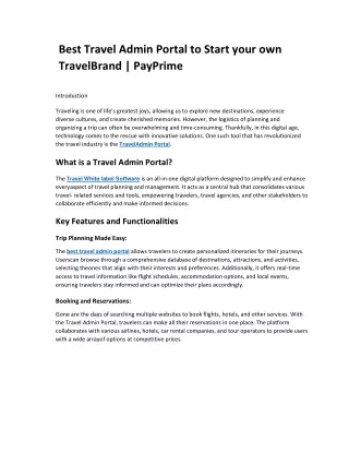 Travel Admin Portal | PayPrime