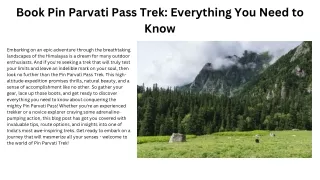 Book Pin Parvati Pass Trek Everything You Need to Know