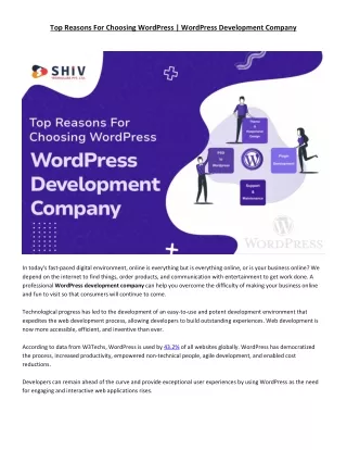 Top Reasons For Choosing WordPress Development Company