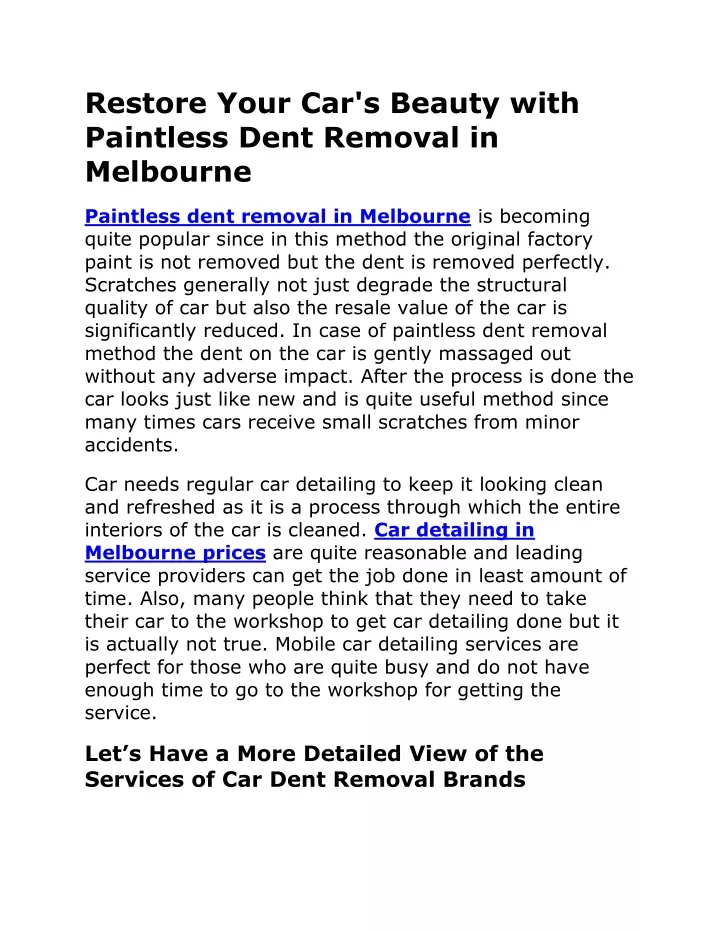 restore your car s beauty with paintless dent