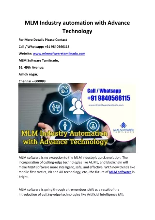 MLM Industry automation with Advance technology