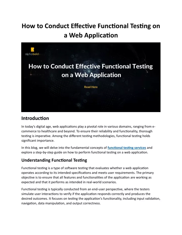 how to conduct effective functional testing
