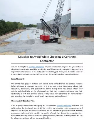 Mistakes to Avoid While Choosing a Concrete Contractor