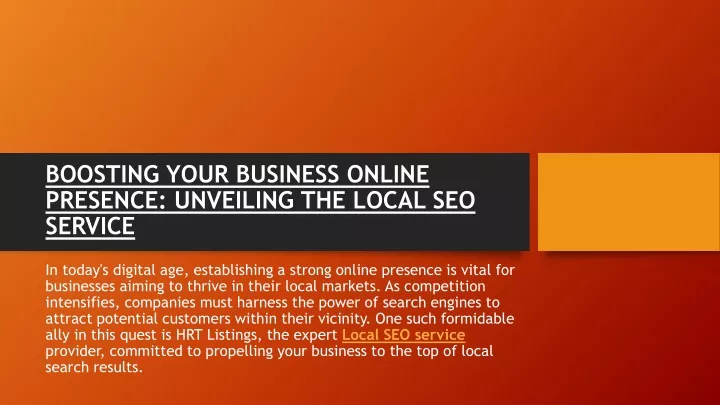 boosting your business online presence unveiling the local seo service