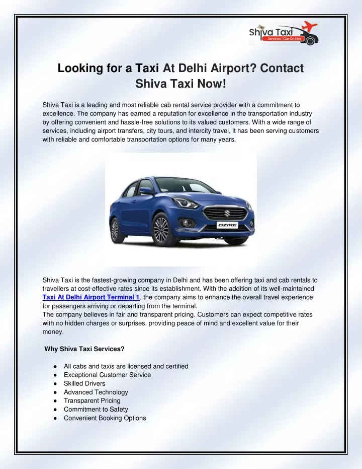 looking for a taxi at delhi airport contact shiva