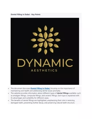 dental filling in dubai key points