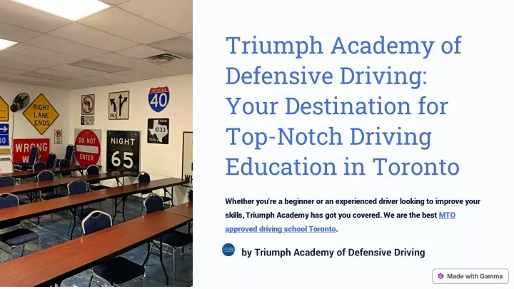 triumph academy of defensive driving your